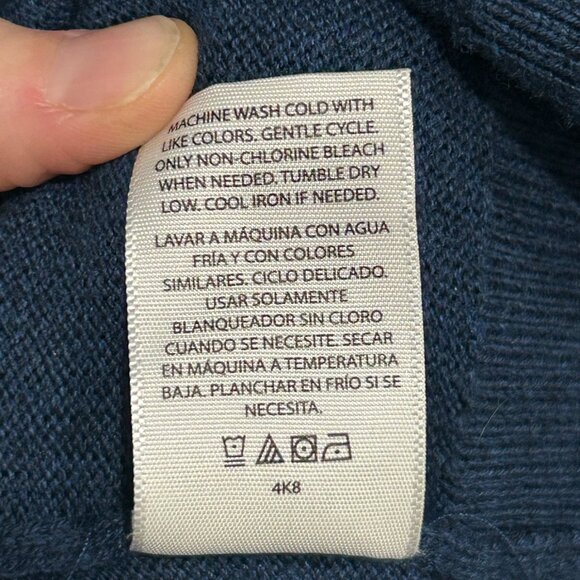 George V-Neck Pullover Sweater Blue Cove Sz Large Cotton Blend Knit Preppy - Picture 8 of 10